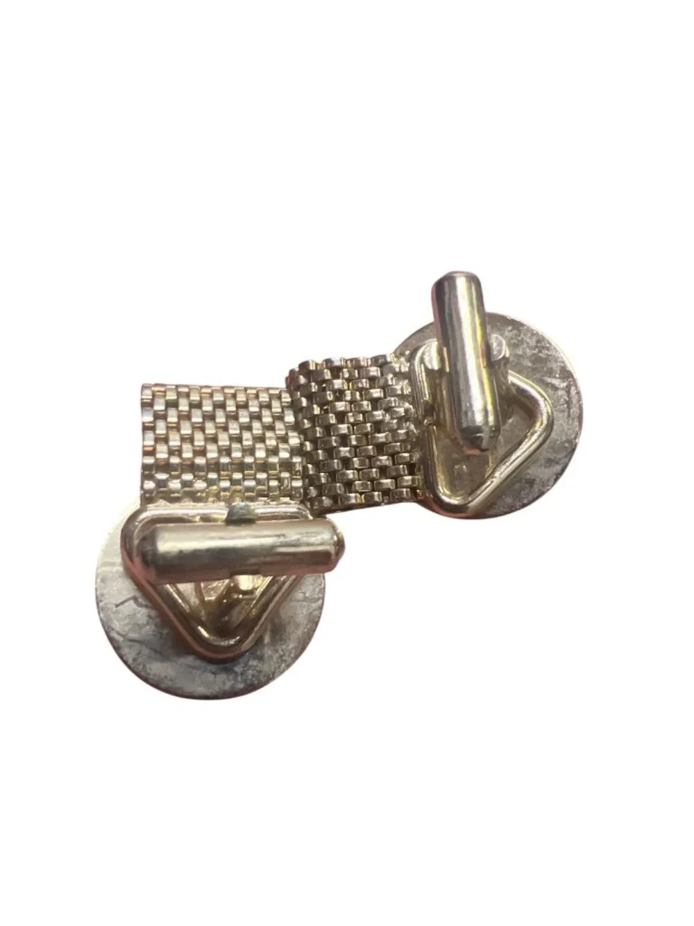 Michaelangelo Vintage 60's Aurora Borealis & Gold Tone Mesh Chain Cufflinks and